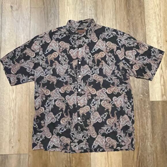 VTG Tori Richard Honolulu Paisley Button Down Short Sleeve Shirt Mens XL 90s USA - Picture 1 of 6